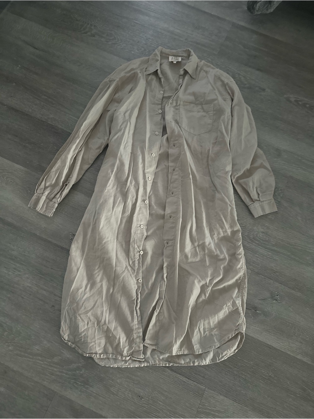 A SHIRT THING Light Beige Button-Up Shirt Dress